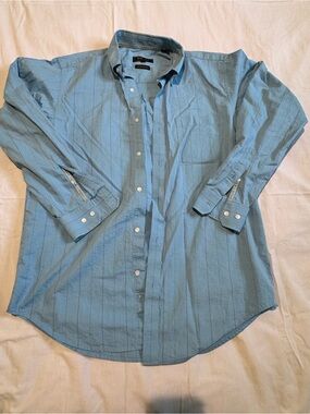 Bobby Jones Light Blue Pinstripe Cotton Button-Down Shirt